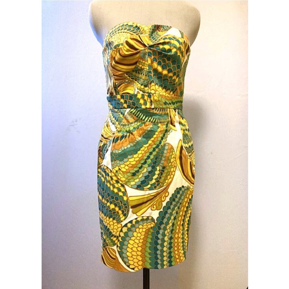 Banana Republic/Trina Turk Summer 2012 60s retro mod tropical print strapless